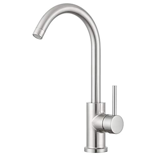 Dura Faucet RV Streamline 14.5-inch Single-Lever Kitchen Sink Faucet - Optional Deck Plate (Brushed Satin Nickel)