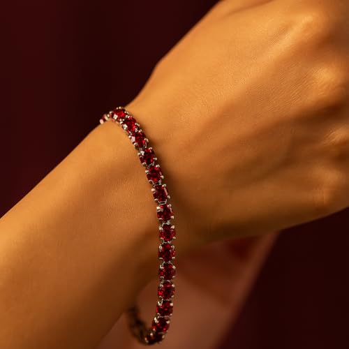 Image of BLACK PEARL Elegant Style Tennis Bracelet with Multicolour Zirconion Stones, Gold and Silver-Toned Bracelet For Women & Girls