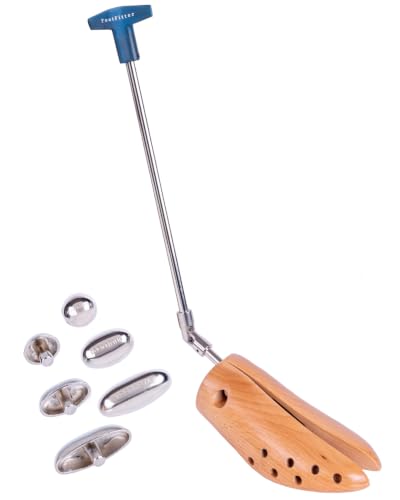 Image of FootFitter Premium Professional Boot Stretcher, Wooden Width Expander | Heavy Duty Wooden Boot Stretcher Expands Width, Adds Targeted Stretch & Bunion Relief on Tight Leather with Metal Spot Plugs