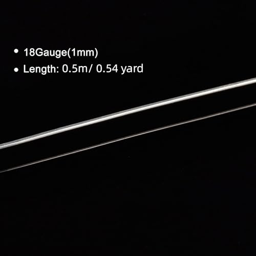 BENECREAT Sterling Silver Wire, 1mm/18 Gauge, 0.5m Round Craft Wire for Jewelry Making, Spool Projects, Bracelets and Earrings