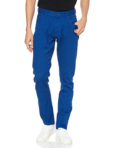 インプローブス チノパン ストレッチ スリム スキニー カラーパンツ メンズ ブルー L サイズ