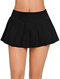 Avidlove Women Sexy Role Play Pleated Mini Skirt Short Plaid Skirts for Schoolgirl Black XS