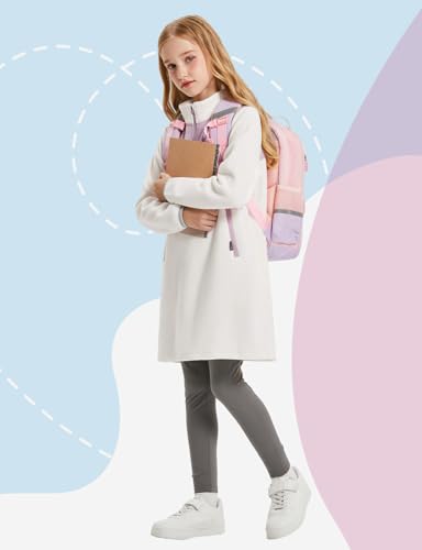 baleaf Girls Fleece Dress Thermal Pullover Long Polar Tunic Sweatshirt Quarter Zip Winter Outfits Pocket3