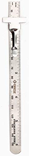 Groz 6-Inch Stainless Steel Pocket Ruler, Slim Pocket-Clip F...