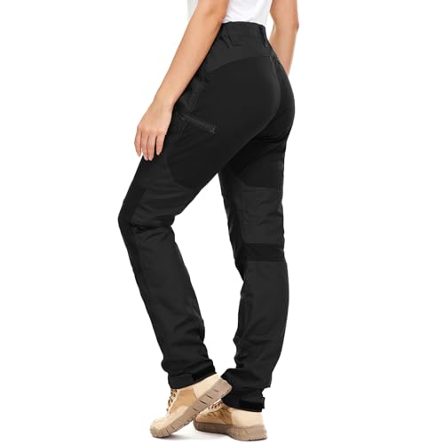 Yenwits Wanderhose Damen Outdoor Hosen Langlebig Robust Atmungsaktiv Trekkinghose Arbeitshose für Outdoor-Aktivitäten und Außenarbeiten(2093,Schwarz,3XL)