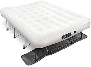 Ivation EZ-Bed (Queen) Air Mattress with Deflate Defender™ Technology Dual Auto Comfort Pump and Dual Layer Laminate Material - AirBed Frame & Rolling Case for Guest, Travel, Vacation, Camping