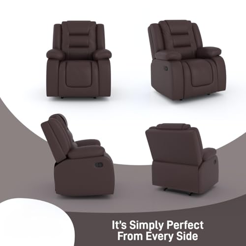 Image of Amazon Brand - Solimo Fraklin | Single Seater Sofa Recliner | Manual Recliner (Leatherette Brown)