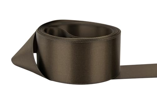 Image of Ribbon Bazaar Double Faced Satin - Premium Gloss Finish - 100% Polyester Ribbon for Gift Wrapping, Crafts, Scrapbooking, Hair Bow, Decorating & More - 5 /8 inch Seal Brown 50yd Spool