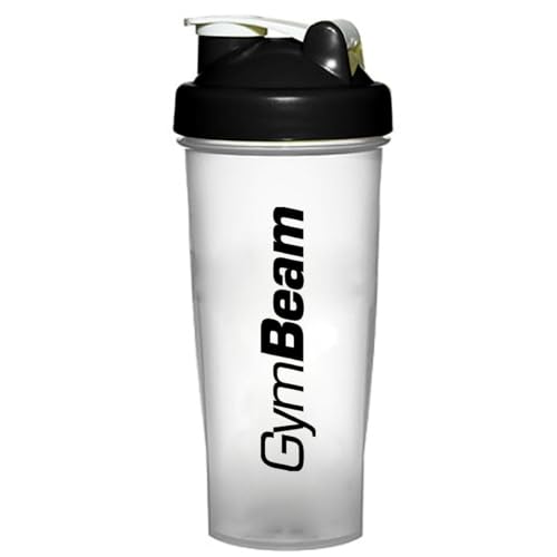 GymBeam Shaker Trasparente-Black, Shaker da Palestra 700ml, Borraccia per Proteine, Shaker per Integratori Alimentari in Polvere, con Spirale Metallica, Senza BPA e DEHP, Plastica Atossica
