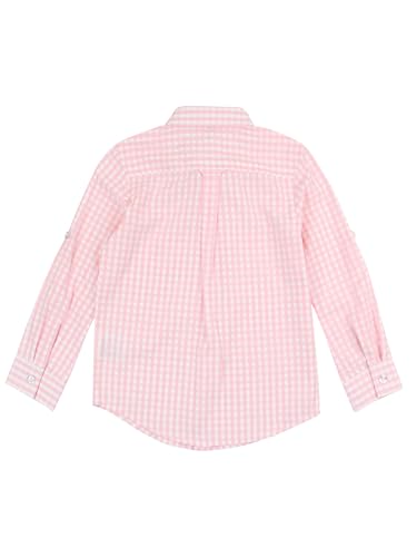 Image of RUGGEDBUTTS Boys Solid Cotton Long Sleeve Button Down Shirt with Button Tabs