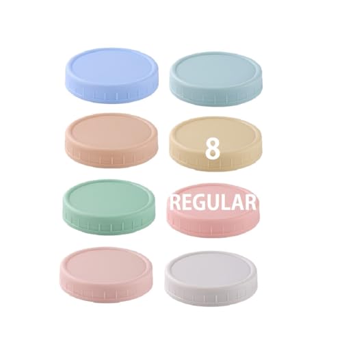 8 Pack Plastic Mason Jar Lids with Silicone Rings