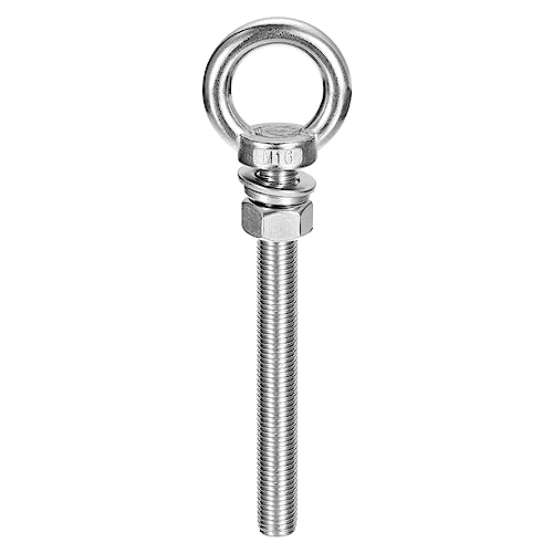 Image of uxcell Lifting Eye Bolt, 1 Set M16x150mm Eye Bolt with Nut Washer 304 Stainless Steel Shoulder Lifting Ring Eye Bolt for Hanging Item