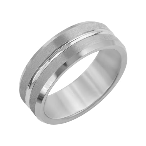 Alliance carbure de tungstène 8mm homme bague brossée grise élégante