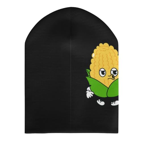 Cute and Funny Corn Pattern Kids Beanie Hat for for Girls Boys Children Cap Winter Knitted Chemo Cancer Headwear Accessories Gifts Decoration Black3