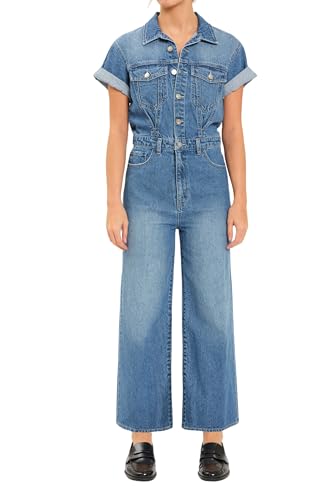 DAZE Women's Starlet Short Sleeve Wide Leg Crop Jumpsuit