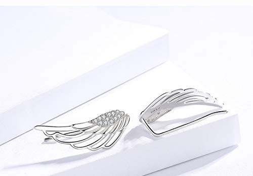 Ear Crawler, Mariafashion Cuff Earrings Sterling Silver Ear Climber Hypoallergenic Ear Wrap Angle Wings Diamond Zircon Stud Earrings #TOP5