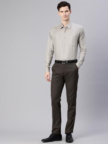 Image of Majestic Man Men's Solid Cotton Blend Textured Wrinkle-Resistant Slim Fit Easy Iron Formal Shirt