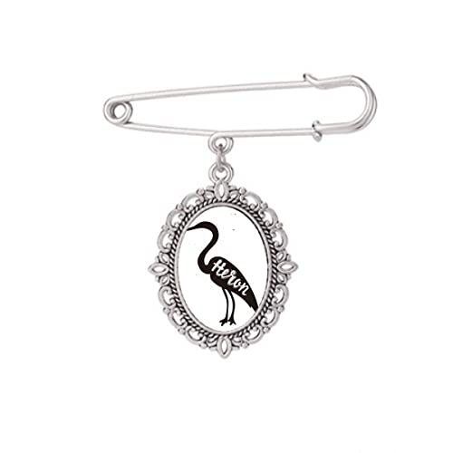 Broche héron gris pour accessoiriser un châle ou une robe de soirée