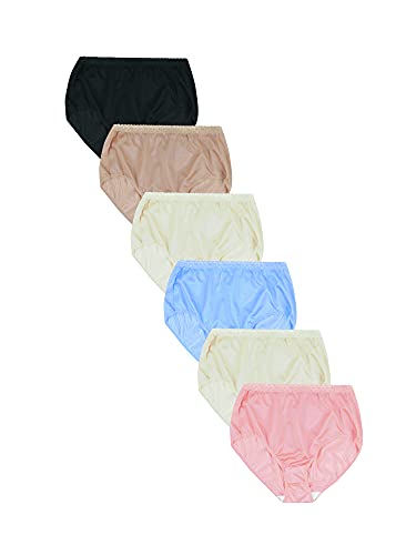 Just My Size Women s Plus Size Cool Comfort Nylon Brief 6-Pack, Assorted, 12