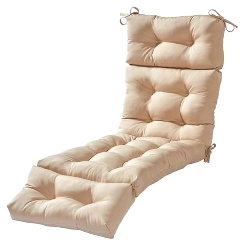 Gemuseeee Cojín Acolchado Impermeable de 3 para Tumbona de Exterior, 72x22x6 Pulgadas - Beige