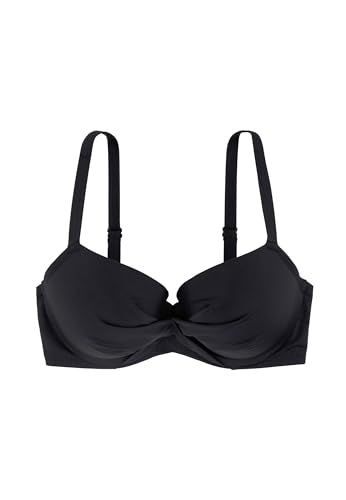 DORINA AZORES Light Padded Bikini Top, Moulded Cups, Discreet Underwired Support, Twisted Fabric Detail, Adjustable Straps, Black, Back Clasp Closure