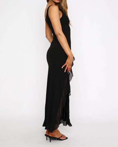 Image of houstil Women's Casual Summer Dress Strap Ruffle Beach Party Maxi Cocktail Evening Holiday Wedding Guest Dresses