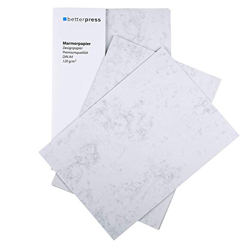 Betterpress® 50 fogli di carta marmorizzata grigio...