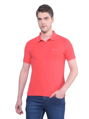 Image of Dollar Men's Pack of 1 Solid Cotton Blend Polo Neck T-Shirt