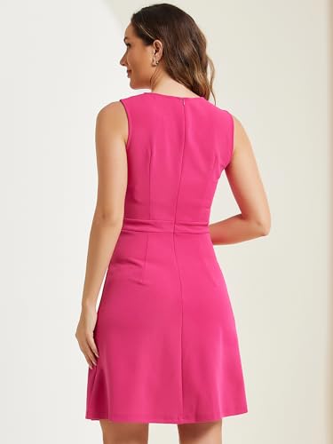 Image of Allegra K Women's Work Dress Round Neck Solid Color Sleeveless A-Line Business Casual Office Dresses