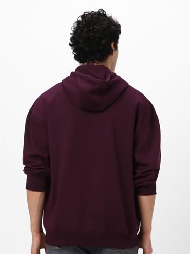 Image of Urbano Fashion Men's Cotton Solid Oversized Hooded Neck Sweatshirt