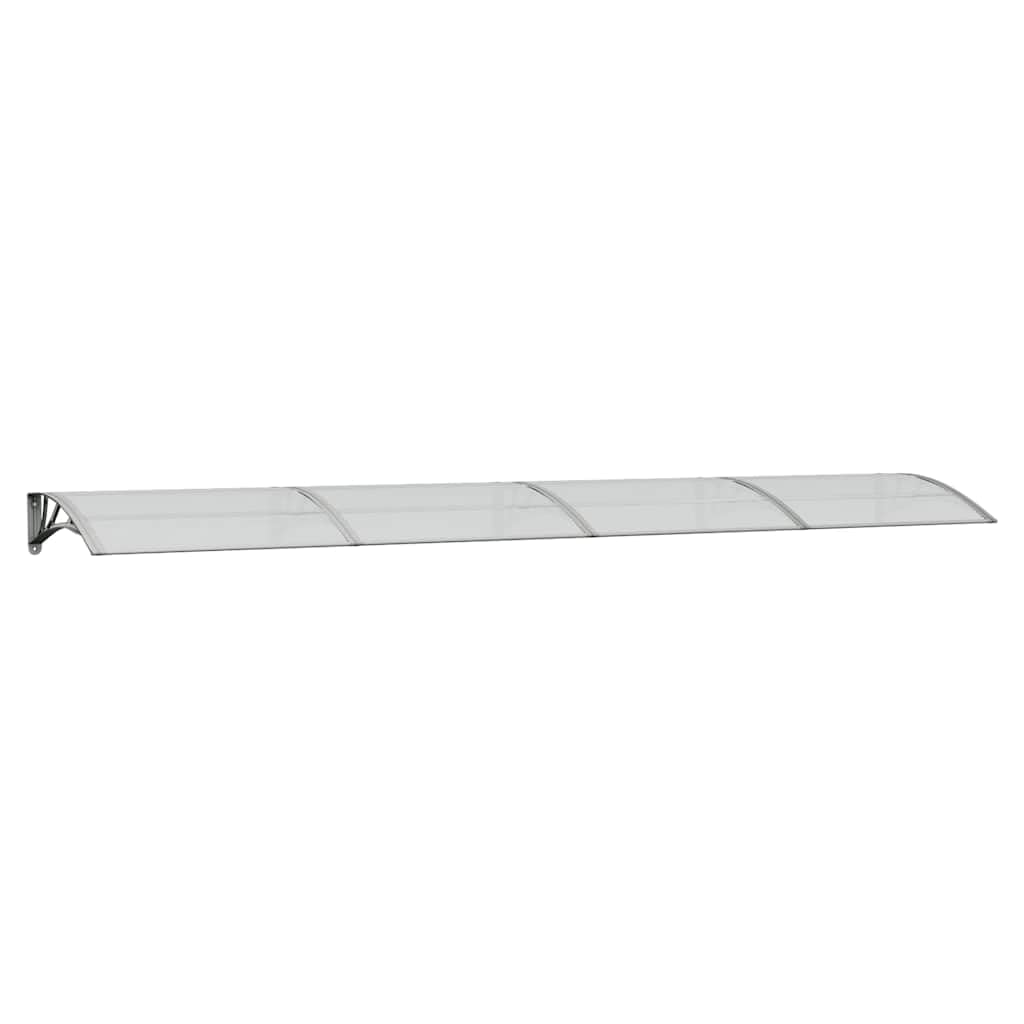 Tenda per porta in policarbonato 400x75 cm Grigio Trasparente | Telaio Alluminio E Supporti ABS, Resistente Alle Intemperie, Kit Di Montaggio Incluso