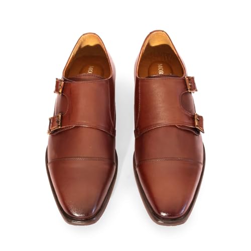 Image of Premium Men's Leather Double Monk Strap Shoes for Office & Casual Wear | Lightweight Comfort Sole | Handcrafted Stylish Shoes for Everyday Use