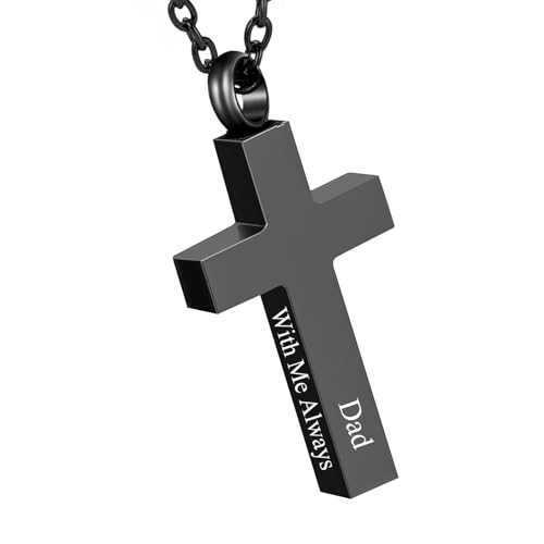 RIPFEVURN Cremation Jewelry Black Cross Urn Necklaces for Ashes for Women Men Human Ashes with Me Always Memorial Keepsake Pendant