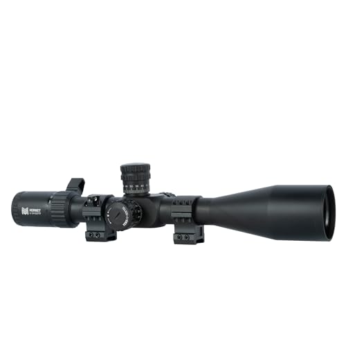 Monstrum Hornet 6-24x50 FFP Rifle Scope | Includes Zero Stop, Bubble Level Scope Rings, and Detachable Sunshade | MIL Reticle