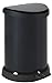 CURVER Decobin - Poubelle ronde à pédale, 15L - Fermeture douce - Aspect Métal - Pour Cuisine, Bureau, Salle de Bain - 30,3 x 26,8 x 44,8 cm - Noir