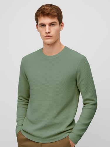 Image of Nobero Ottoman Texture Full Sleeve T-Shirt for Men | 240 GSM Regular fit Tshirt for Men | Casual Wear