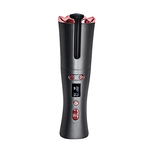Rizador de cabello automático inalámbrico Lcd Monitor &USB Barril de cerámica de calefacción rápida anti enredo recargable con calefacción rápida profesional con temperatura ajustable y temporizador p
