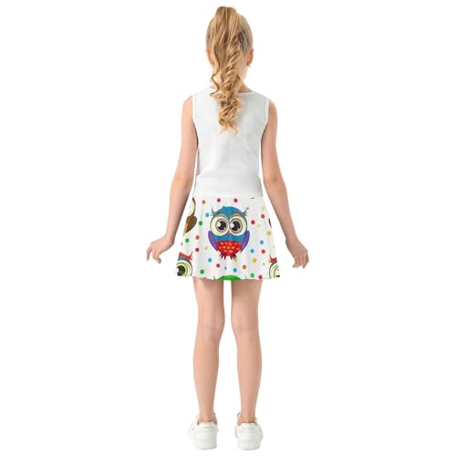 Colorful Cartoon Owls Cute Athletic Shorts for Girls Skorts Kids Tennis Skirts Navy Butterfly 3t4