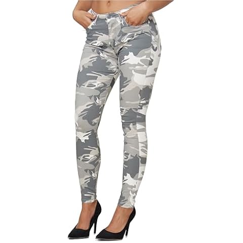 EGOMAXX Women's Slim Fit Camouflage Jeans Cover