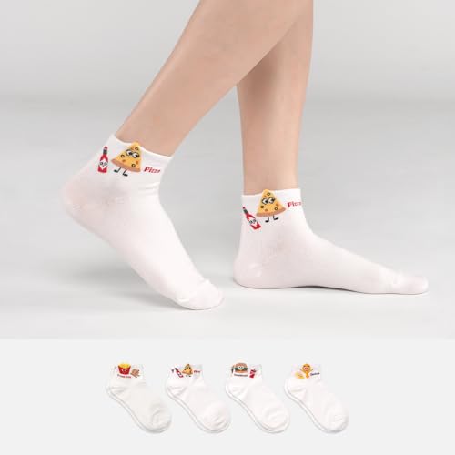 Image of Womens Cotton Crew & Ankle Socks, Cute Smiley Face Funny Character Size 6-9