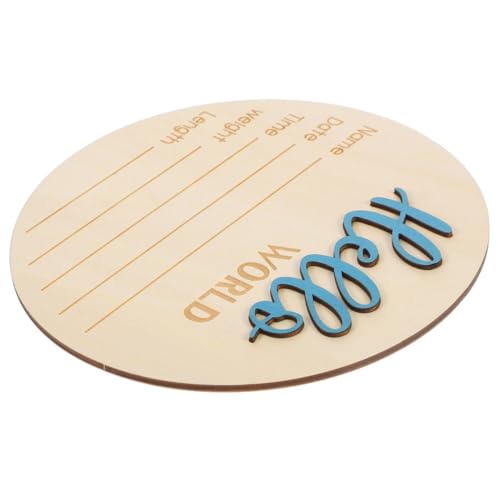 Image of 1Pc 5.9in Blue Baby Announcement Sign, Wooden Hello World Newborn Name Sign Gender-Neutral Welcome Baby Keepsake for Newborn Boys Girls Photo Props