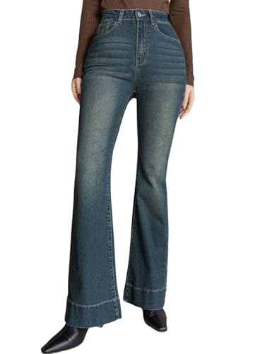 Image of GRECIILOOKS Women High Rise High Waist Jeans Wide Leg Straight Fit Denim | Baggy Cargo Style Casual Pants Daily College Wear