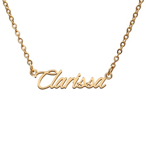 GR859C Clarissa Name Tag Necklaces for Her His Friends Familys Relationship Memory Jewelry Gift