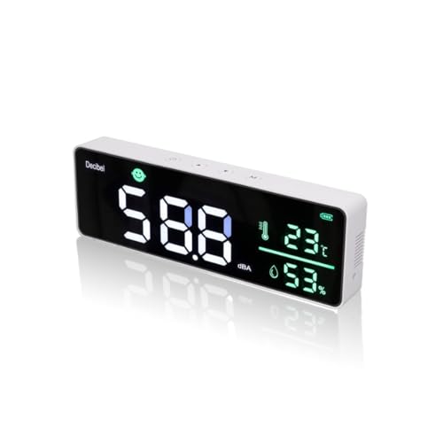 Decibel Meter Wall Hanging Sound Level Meter, 11 Inch Large LED Display Noise Temperature Humidity Meter
