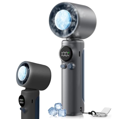 Zabapure Handheld Cooling Fan, Cooling Plate, Handheld Fan, 1-100 Levels of Air Flow Adjustment & 1 Second Cooling Sensation, Ultra Fast Motor, Powerful Blowing, 7 Blades, USB Rechargeable, 5,000 mAH