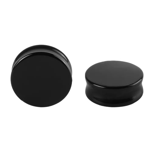 WINSENET 2Pcs 3-41mm Natural Obsidian Stone Ear Plugs Double Flare Tunnels Ear Expander Body Piercing Jewelry for Women Men