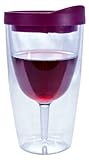 Southern Homewares Wine Tumbler - 10oz Insulated Vino Double Wall Acrylic With Merlot Red Drink...