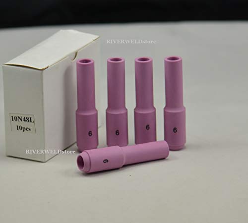 Image of RIVERWELD TIG Alumina Nozzles Ceramic Cups 10N48L #6L 3 /8 inch 9.5mm 10pcs