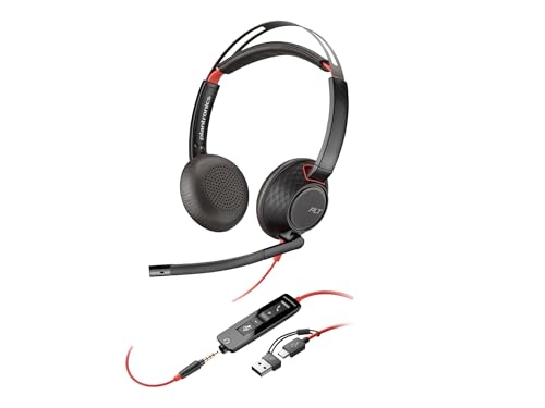 HP Inc. Poly Blackwire 5220 - Blackwire 5200 series - Headset - On-Ear - kabelgebunden - USB-C, 3,5 mm Stecker - Schwarz - Zertifiziert f?r Skype f?r Unternehmen, Cisco Jabber Certified, Avaya Certif