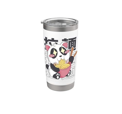 Kawaii Panda Comiendo Ramen Fideos Japonés Chicas Adolescente Anime Vaso térmico de acero inoxidable de doble pared